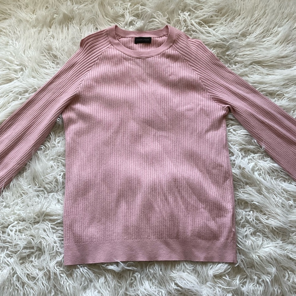 Storm & Marie Ribbed Pink Balloon Sleave‎ Sweater